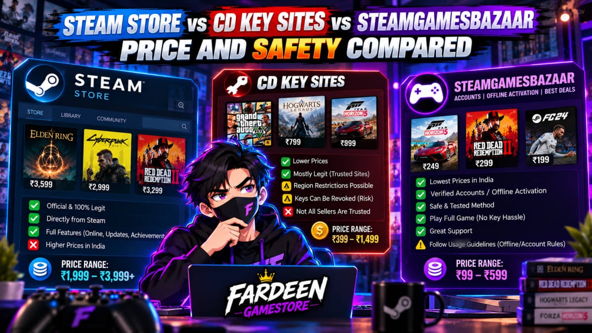 Steam Store vs CD Key Sites vs SteamGamesBazaar: Price and Safety Compared Steam Store vs CD Key Sites vs SteamGamesBazaar: Price and Safety Compared - Steam Guides article on gaming and streaming deals