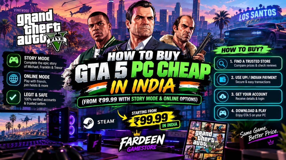 How to Buy GTA 5 PC Cheap in India (From ₹99.99 with Story Mode & Online Options) - Steam Guides article on SteamGamesBazaar